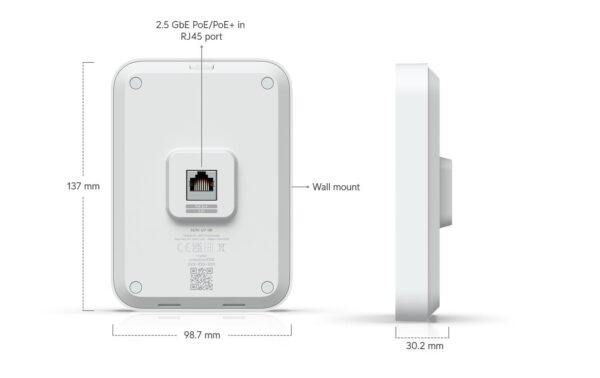 Ubiquiti UniFi U7-IW: Inwall AP WiFi-7 5Gbps,  2.5GE, PoE+, Wandmontage