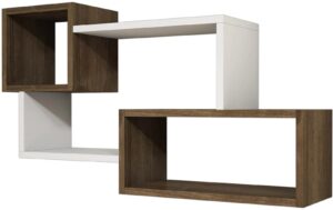 Woody Fashion Wandregal Afro Span melaminbeschichtet, Weiss/Nussb.