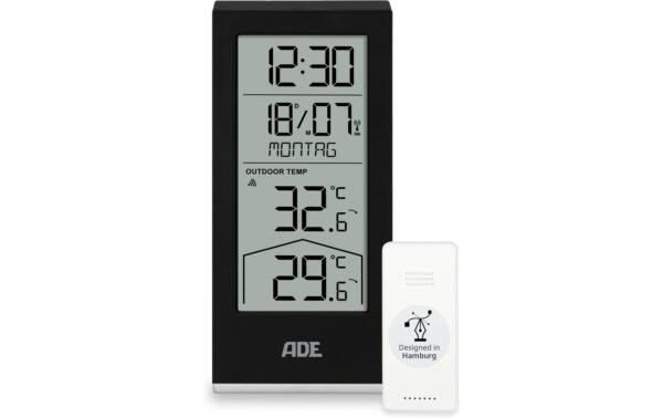 ADE Wetterstation mit Funk-Aussensensor schwarz