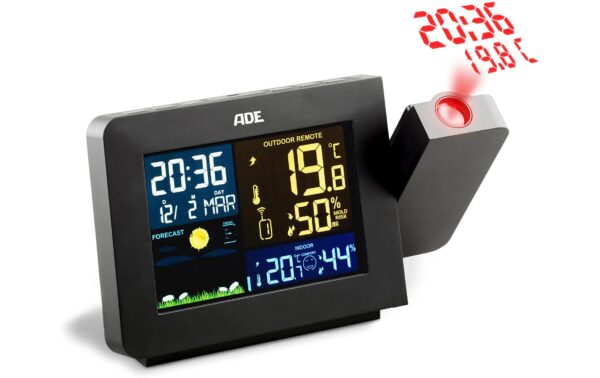 ADE Wetterstation mit Funk-Aussensensor schwarz, mit Projektion kaufen Schweiz | Mediatech.ch