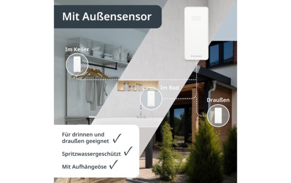 ADE Wetterstation mit Funk-Aussensensor weiss, mit DCF-Funkuhr
