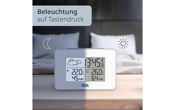 ADE Wetterstation mit Funk-Aussensensor weiss, mit DCF-Funkuhr