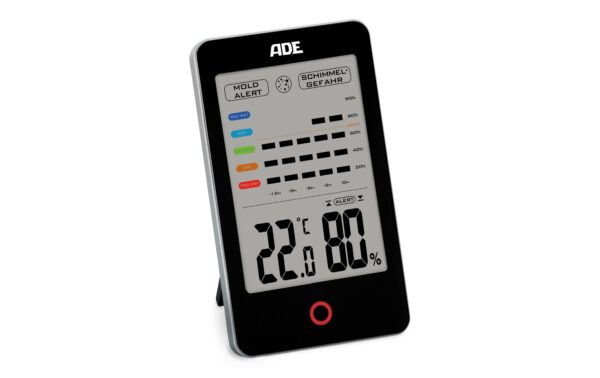 ADE digitales Thermo-/Hygrometer schwarz mit Schimmelalarm