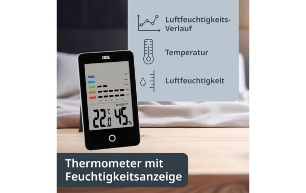 ADE digitales Thermo-/Hygrometer schwarz mit Schimmelalarm