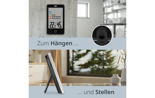 ADE digitales Thermo-/Hygrometer schwarz mit Schimmelalarm