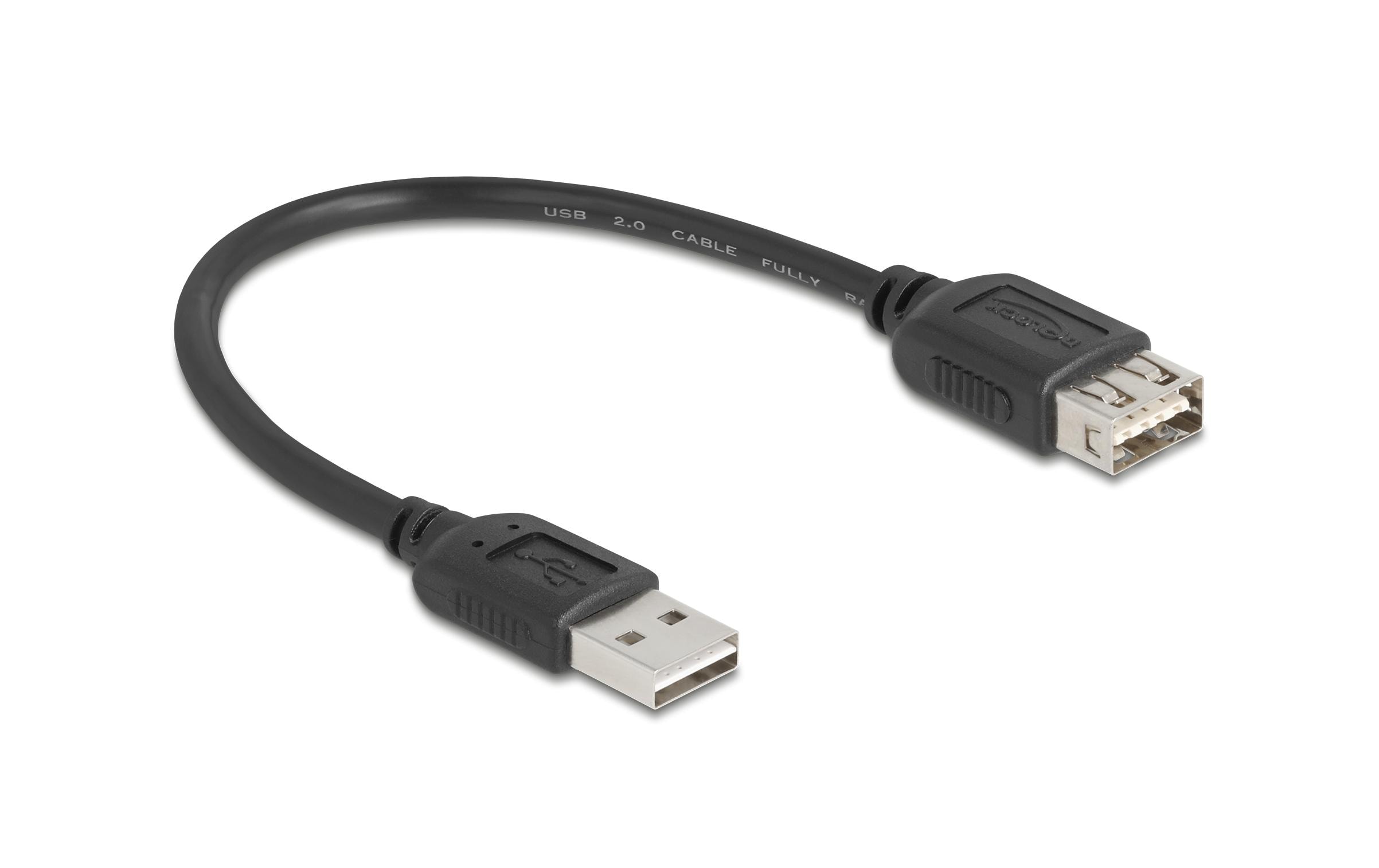 1880344 - Mediatech Delock USB2.0 Verlängerungskabel A-A, 0.2m EASY USB, beidseitig einsteckbar, schwarz
