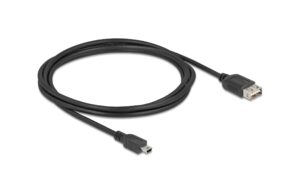 Delock USB2.0 Kabel EASY USB A-MiniB, 2.0m USB-A Seite beidseitig einsteckbar, schwarz