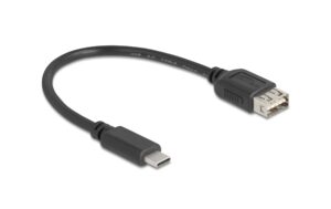 Delock USB2.0 Kabel EASY USB C-A, 0.2m EASY USB, beidseitig einsteckbar, schwarz