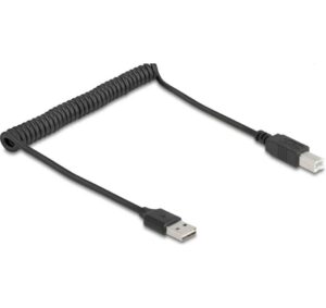 Delock USB2.0 Spiralkabel A-B, 50-80cm EASY USB, beidseitig einsteckbar, schwarz kaufen Schweiz | Mediatech.ch
