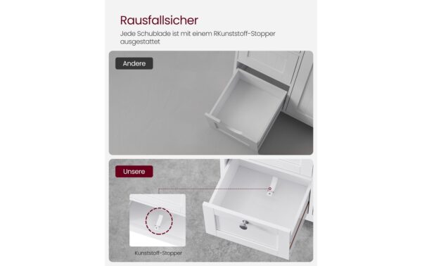 1881975_5 - Mediatech Vasagle Kommode Weiss MDF, 60x30x80 cm (BxTxH)