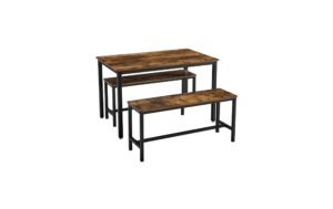 Vasagle Tisch mit 2 Bänken Tisch:110x70x75cm, Bank:97x30x50cm (BxTxH)