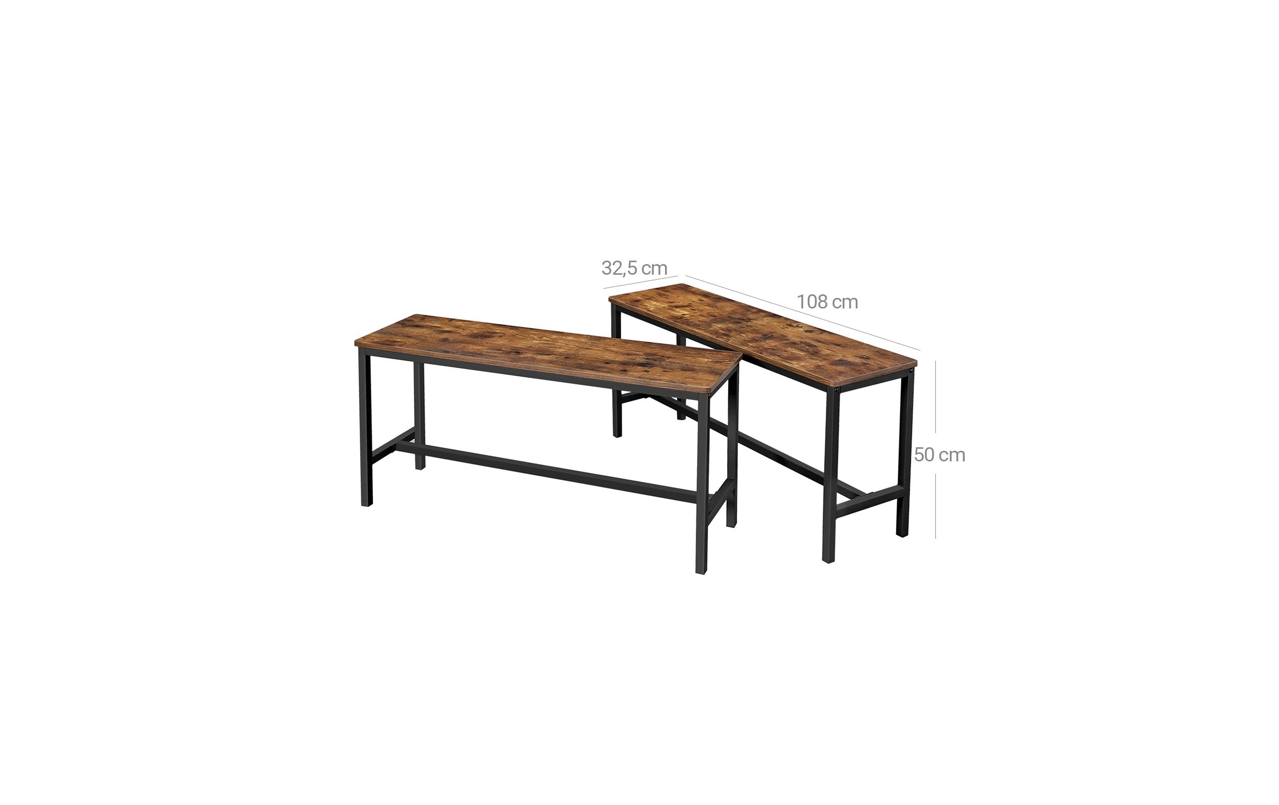 1881990_2 - Mediatech Vasagle Sitzbänke, 2er Set 108x32.5x50 cm (BxTxH), Holz, Stahl