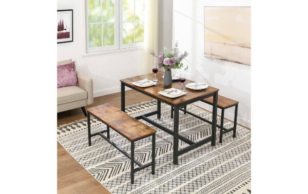 1881990_3 - Mediatech Vasagle Sitzbänke, 2er Set 108x32.5x50 cm (BxTxH), Holz, Stahl