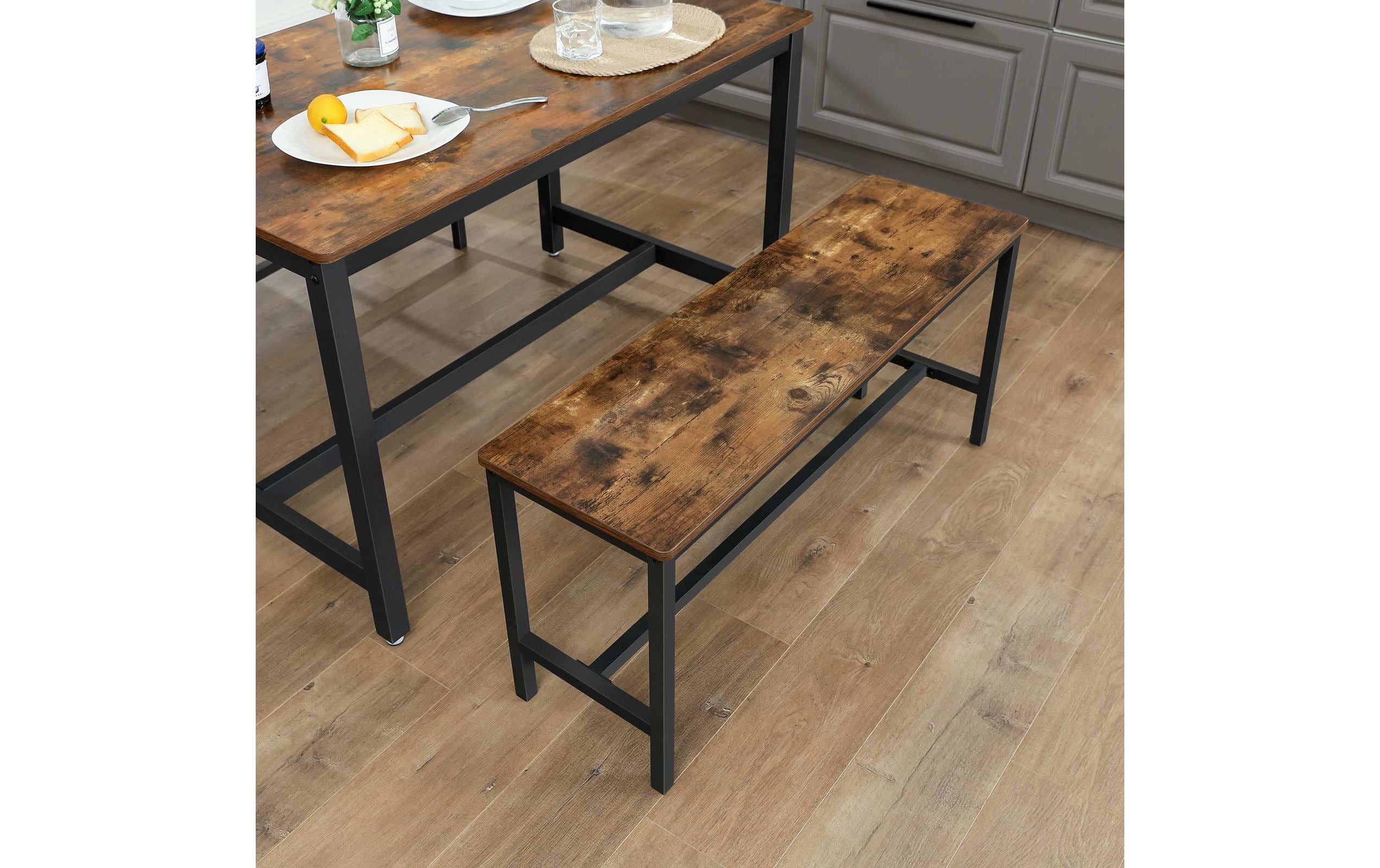 1881990_4 - Mediatech Vasagle Sitzbänke, 2er Set 108x32.5x50 cm (BxTxH), Holz, Stahl