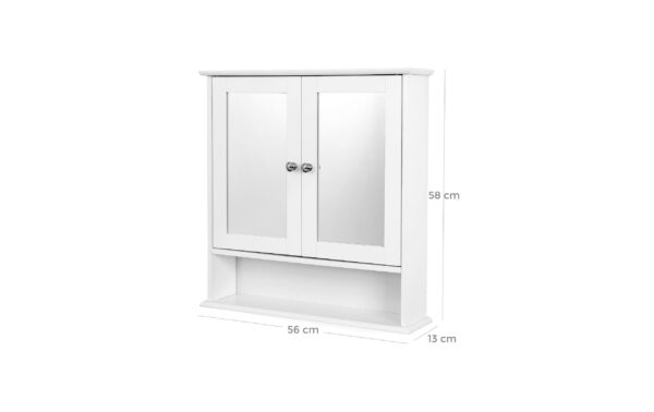 1882009_2 - Mediatech Vasagle Wandschrank, Weiss mit Soiegel, 56.5x13x58.6 cm, MDF, Glas