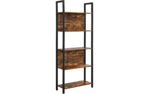Vasagle Regal Vintagebraun-Schwarz,5 Ebenen 62x24x165cm (BxTxH), Spanplatte,Stahl