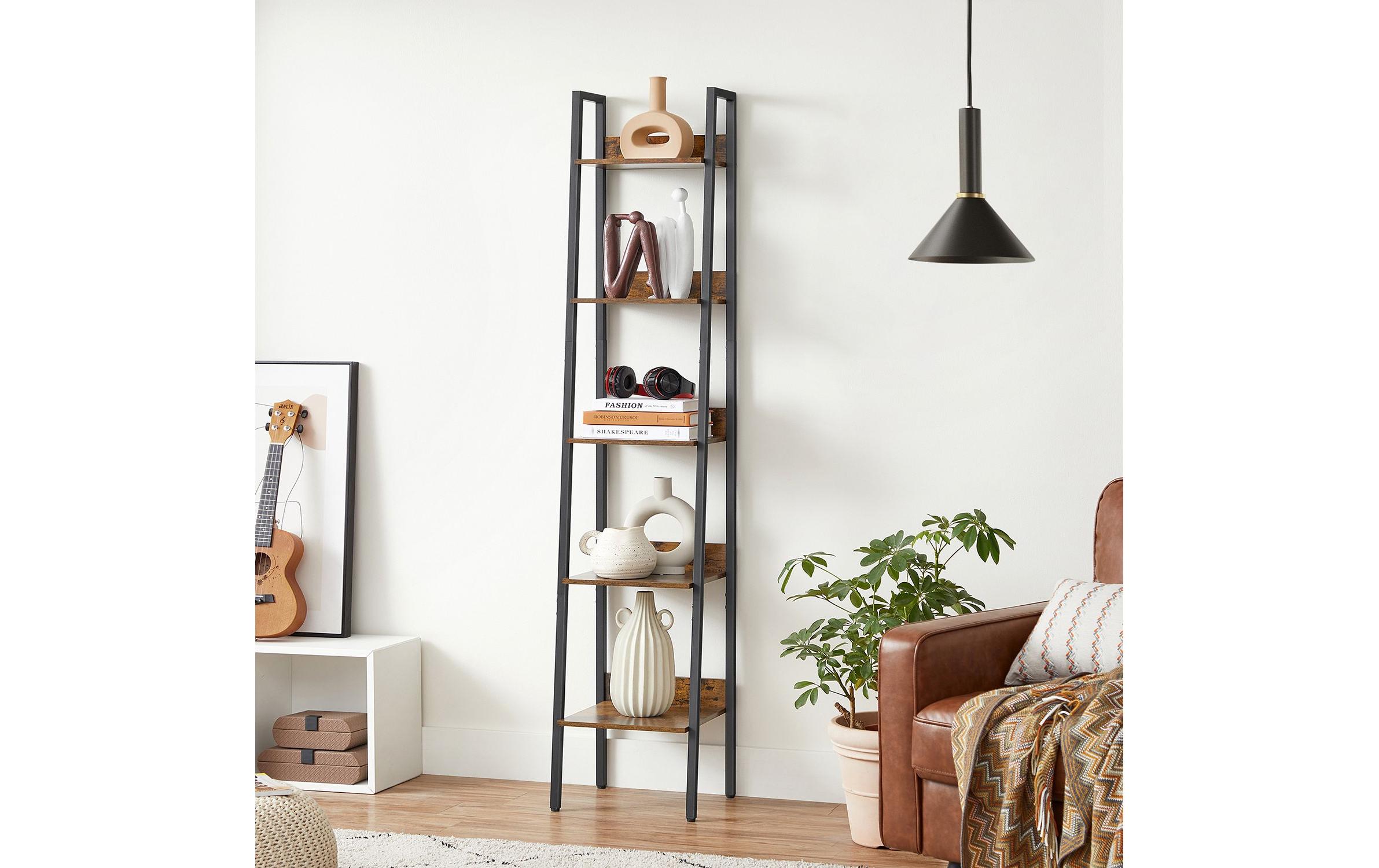 1882015_1 - Mediatech Vasagle Regal Vintagebraun-Schwarz,5 Ebenen 33.8x30x170 cm (BxTxH), Spanplatte,Stahl