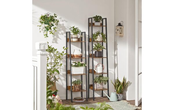 1882015_3 - Mediatech Vasagle Regal Vintagebraun-Schwarz,5 Ebenen 33.8x30x170 cm (BxTxH), Spanplatte,Stahl