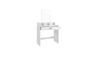 Vasagle Make-up-Tisch Weiss mit Spiegel und 80x40x140 cm (BxTxH), Spanplatte, Spiegel