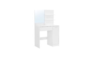 Vasagle Make-up-Tisch Weiss mit Spiegel und 80x40x132 cm (BxTxH), Spanplatte, Spiegel