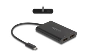 Delock Adapter USB-C zu 2x DP 4K/USB-C PD DisplayLink, 4K 60Hz, USB PD 3.0