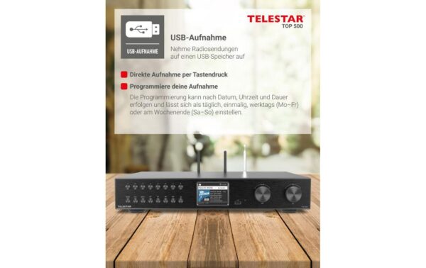 Telestar HiFi-Tuner TOP 500 DAB+, BT 5.3, UPnP, USB-Rec, Cinch, LAN