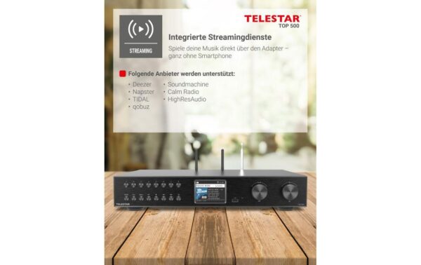 Telestar HiFi-Tuner TOP 500 DAB+, BT 5.3, UPnP, USB-Rec, Cinch, LAN