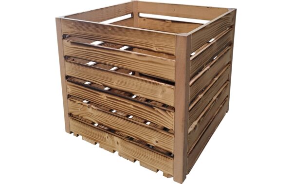 Holz Zollhaus Holzharasse geflammt 35x35x32 cm (HxLxB), Fichte/Tanne/Buche