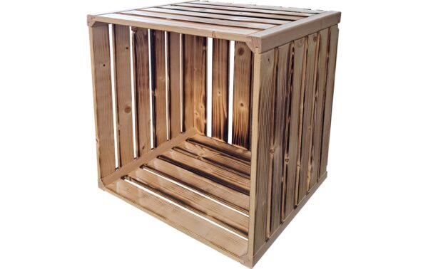 Holz Zollhaus Holzharasse geflammt 35x35x32 cm (HxLxB), Fichte/Tanne/Buche