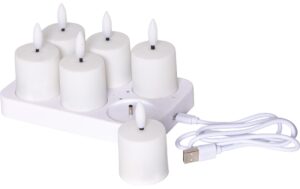 Star Trading LED Kerze 6 Pack Flamme Charge Indoor, Weiss, 8.50 cm Höhe, Timer