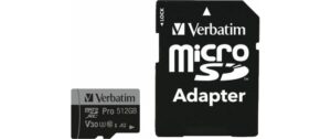 Verbatim Card Pro U3 SDXC Card C10 512GB UHS-I U3, les. 100MB/s, schr. 90MB/s