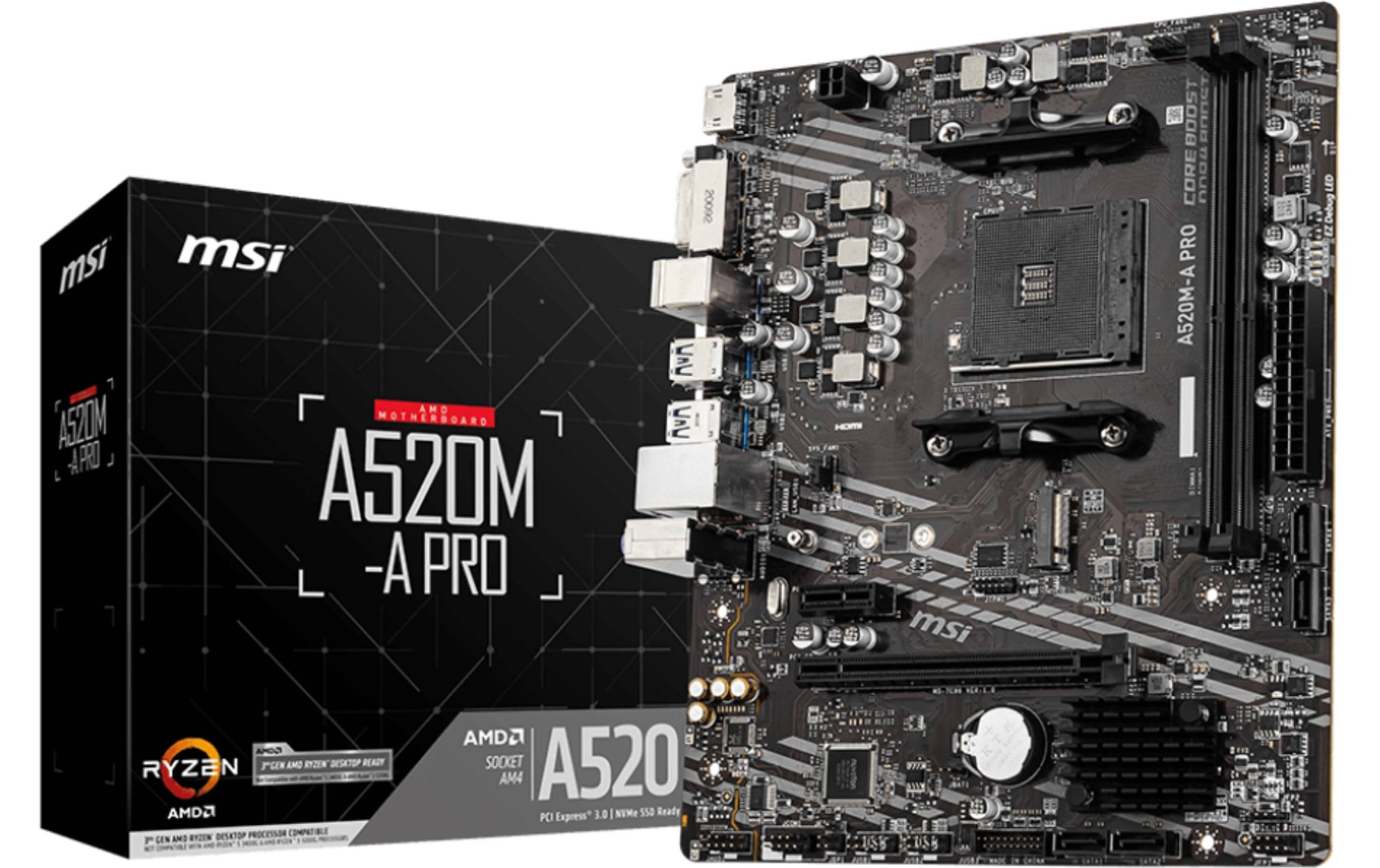 1906270 - Mediatech MSI A520M-A PRO, AM4, mATX AMD A620, 2x DDR4, PCIe 3.0, HDMI, DVI kaufen Schweiz | Mediatech.ch