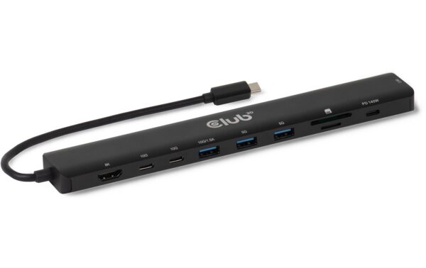 Club 3D, Dockingstation USB Type-C10Gbps, 1 Ausgang: Type-C und A, RJ45, SD-Micro