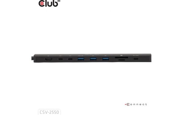 Club 3D, Dockingstation USB Type-C10Gbps, 1 Ausgang: Type-C und A, RJ45, SD-Micro