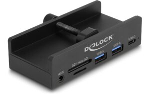 Delock Externer USB Hub, 3 Port, CardReader 1xUSB-C, 2xUSB-A, 1xSD Slot, 1xmicroSD Slot