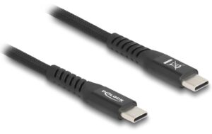 Delock USB-Kabel C-C, 60W, 1.0m, magnetisch schwarz, USB 2.0, 60W, magnetisches RollUp