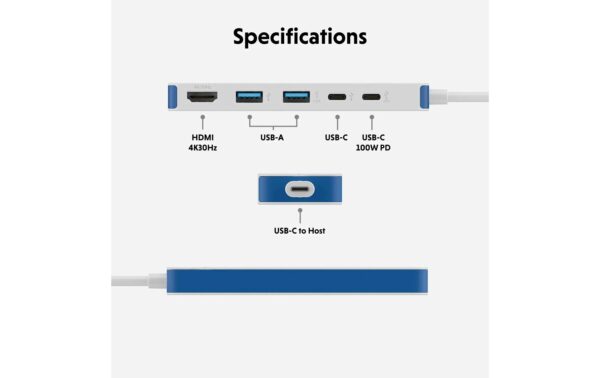 1914136_1 - Mediatech HyperDrive Flex 5 Port USB-C Hub (Blue) blau