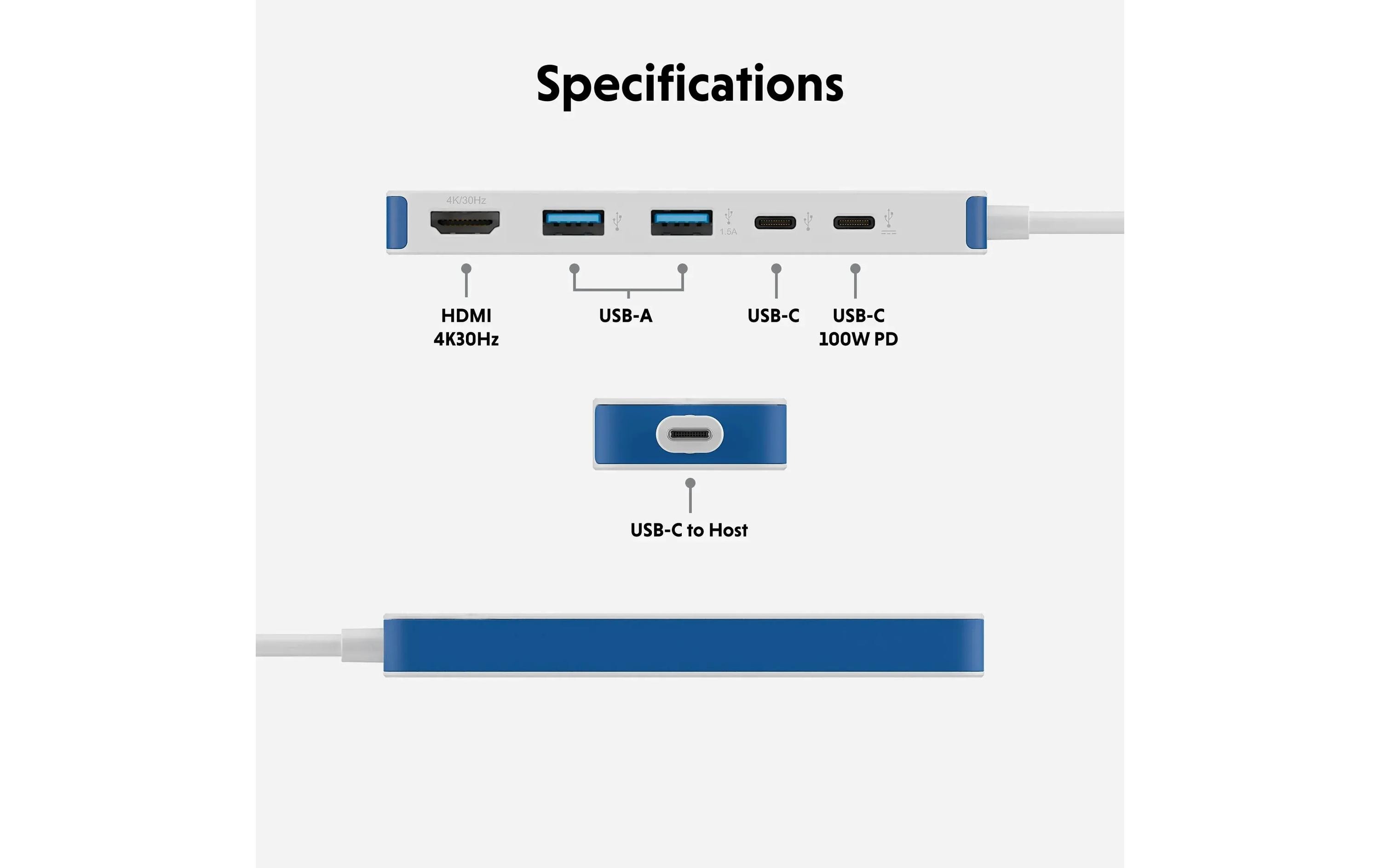 1914136_1 - Mediatech HyperDrive Flex 5 Port USB-C Hub (Blue) blau