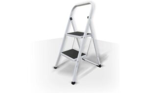 MSV Trittleiter 2 Stufen Anti-Rutsch schwarz-weiss, Stahl