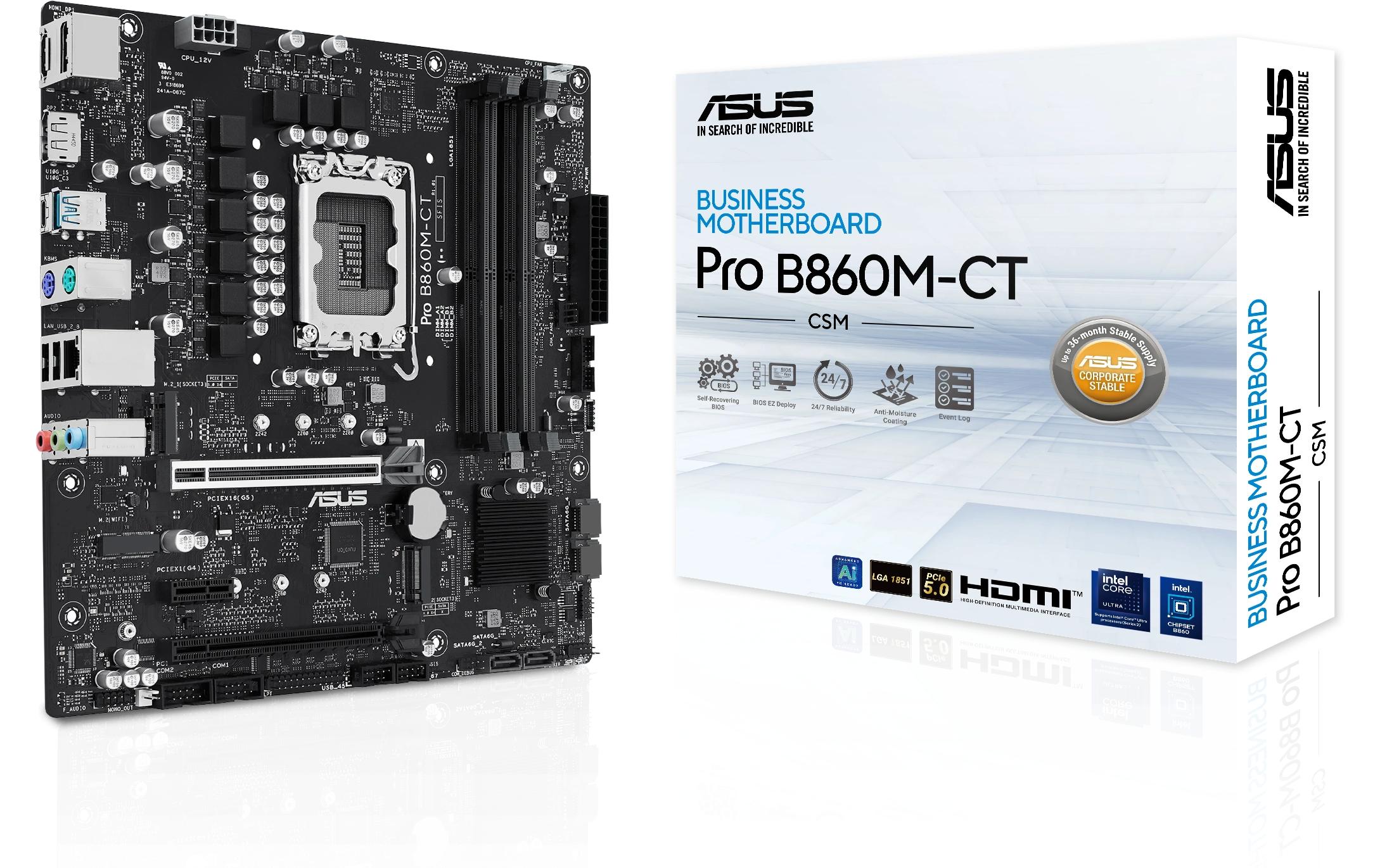 ASUS PRO B860M-CT-CSM, mATX LGA1851, 4x DDR5, PCI-E 5.0, 1x HDMI, 2x DP kaufen Schweiz | Mediatech.ch