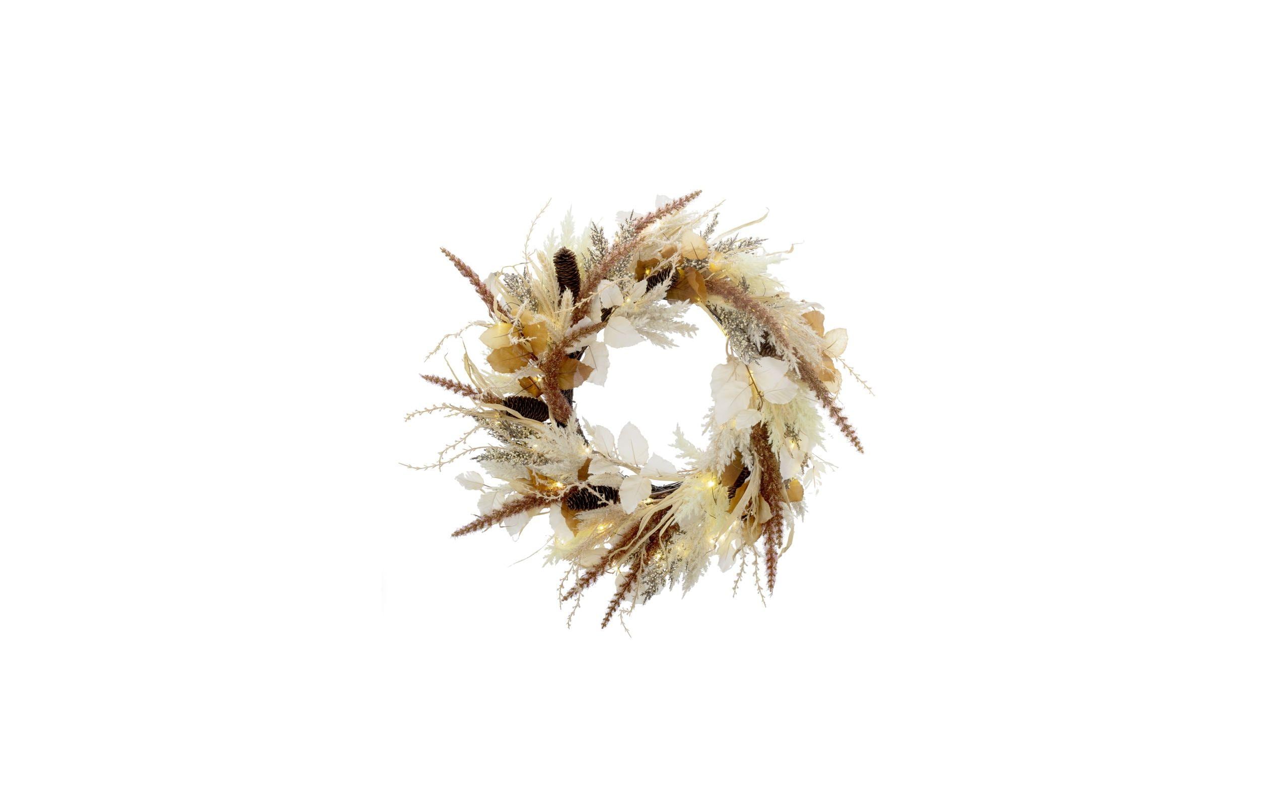STT LED Flower wreath 65 50LED ww, D 65cm, exkl. 3x AA, Timer 6/18 kaufen Schweiz | Mediatech.ch