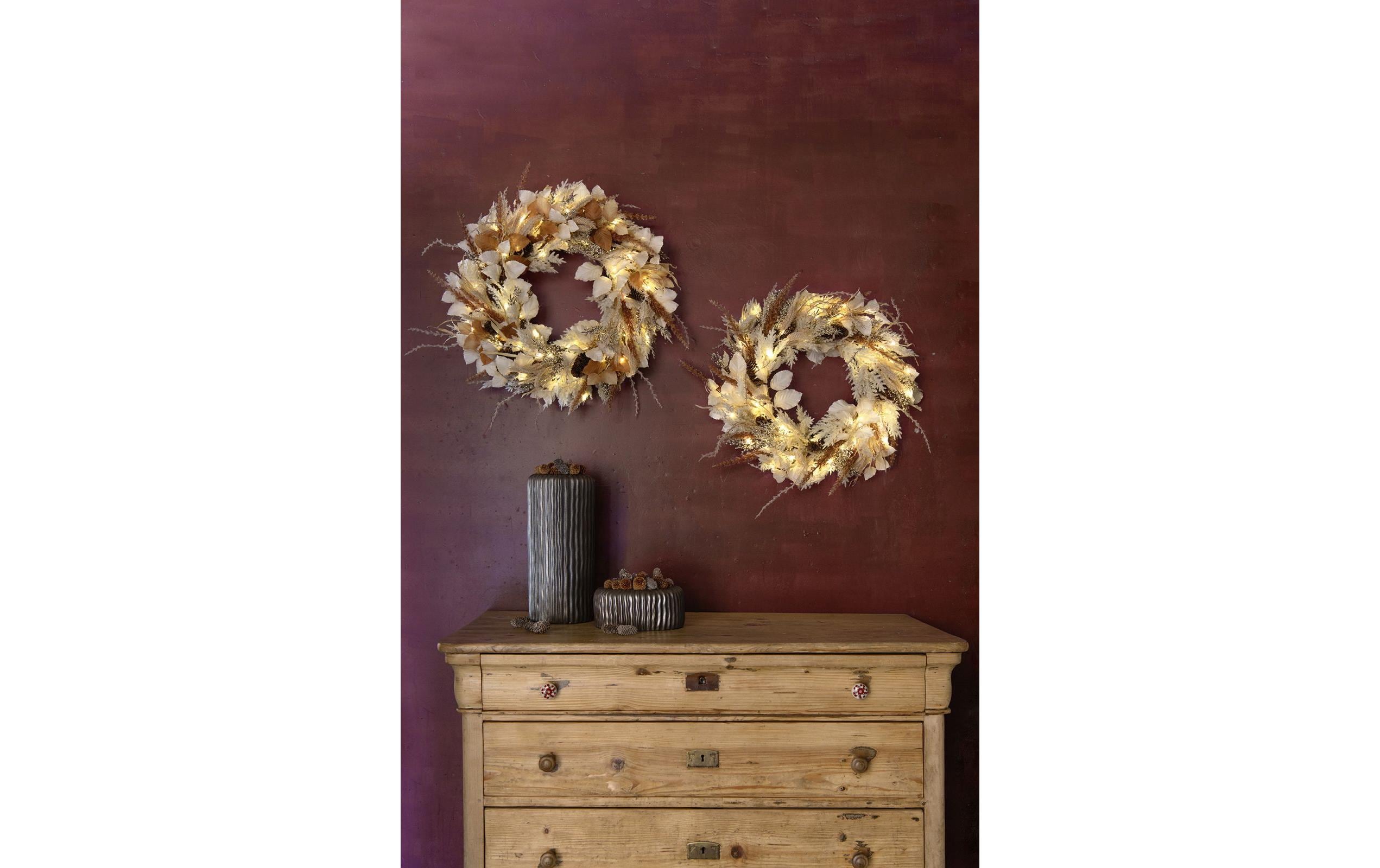 1920320_2 - Mediatech STT LED Flower wreath 65 50LED ww, D 65cm, exkl. 3x AA, Timer 6/18