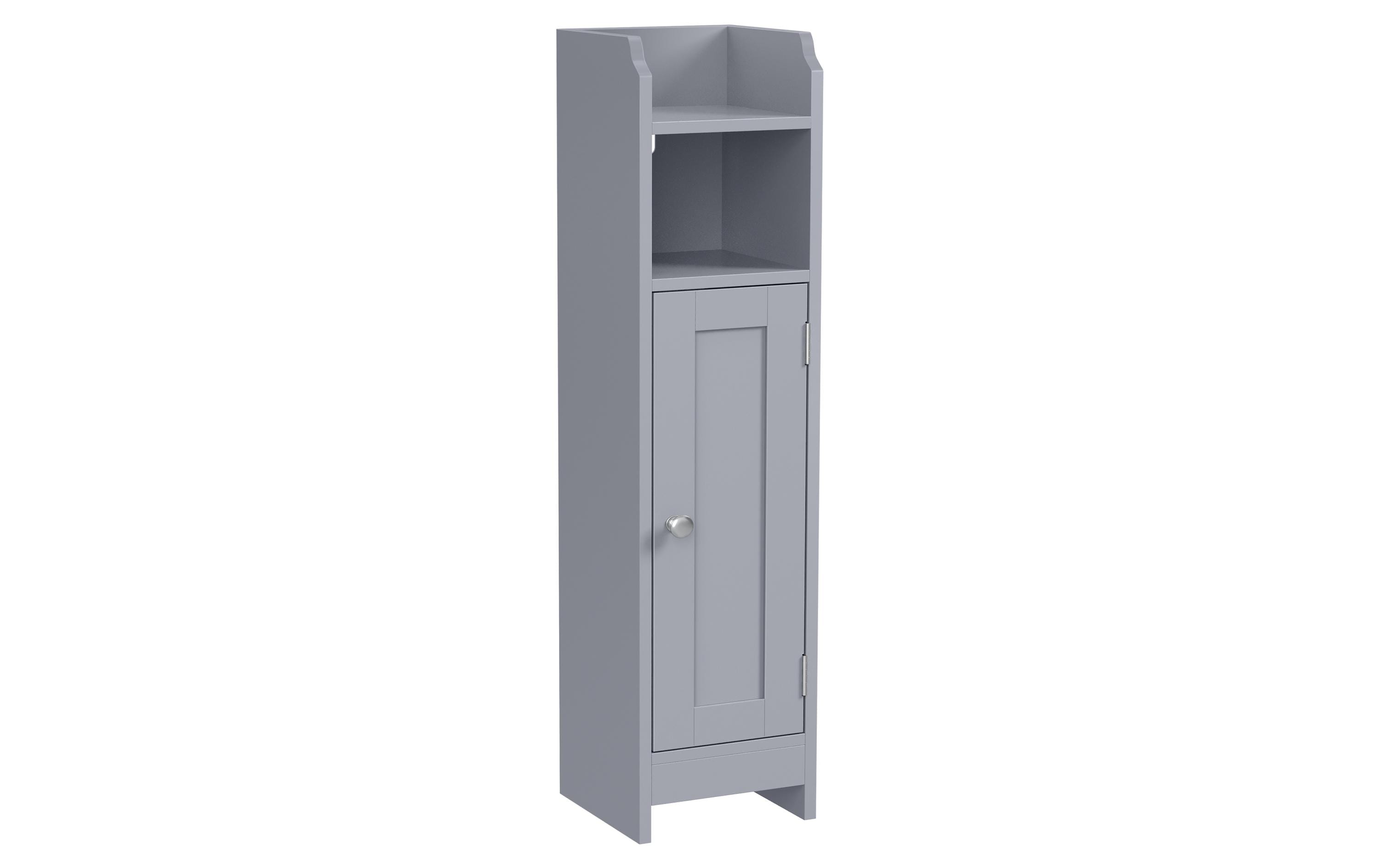 Vasagle Schrank schmal mit Tür, Grau 18x20x80 cm (LxBxH), 2 ABlagen,1 Schranktür