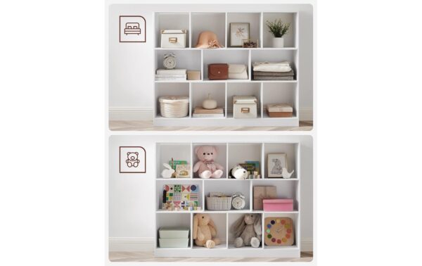 Vasagle Bücherregal, Weiss, 11 Fächer 126x30x100 cm, MDF, Spanplatte