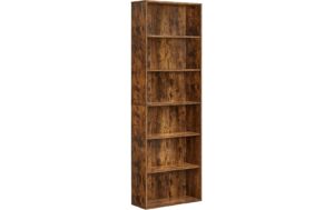 Vasagle Bücherregal, 6 Regalflächen, Braun 60x24x178.5 cm, Sperrholz, Stahl