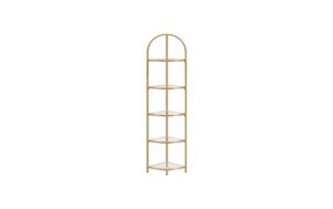 Vasagle Regal Gold mit 5 Glasablagen 29.5x29.5x163.2 cm, Eisen, Glas