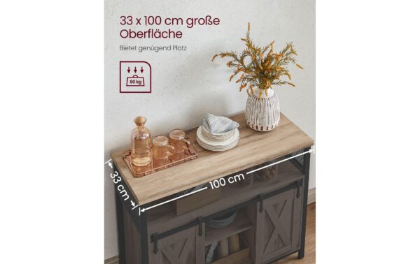 1920964_3 - Mediatech Vasagle Kommode mit Schiebetür, Camelfarben 100x33x80 cm, Spanplatte, Stahl