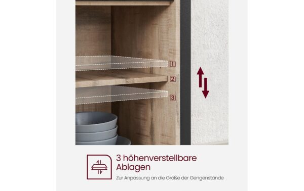 1920964_4 - Mediatech Vasagle Kommode mit Schiebetür, Camelfarben 100x33x80 cm, Spanplatte, Stahl