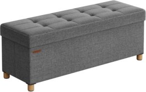 Songmics Sitztruhe Ottomane, 110x38x40 cm Dunkelgrau, MDF, Schaumstoff