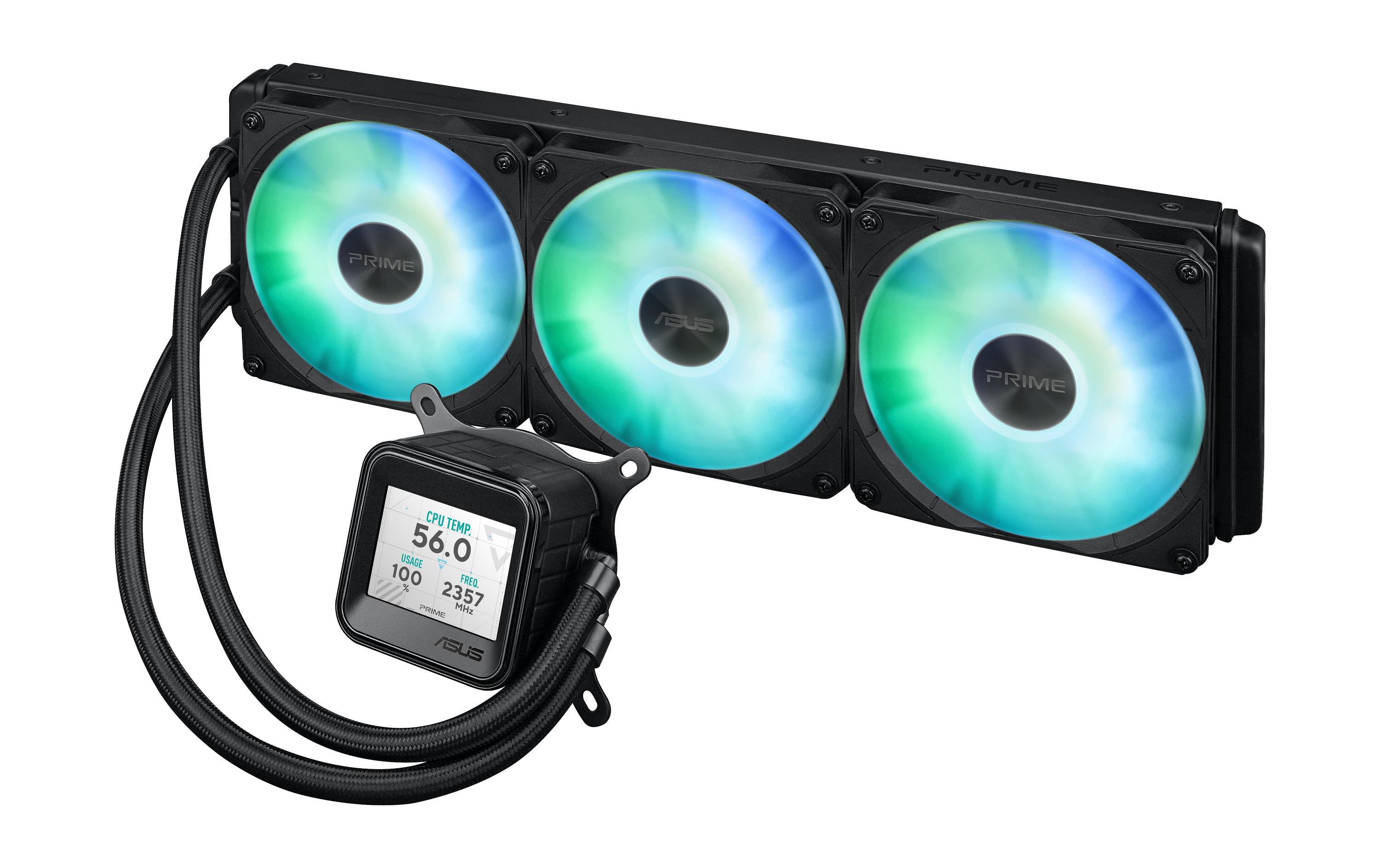 1925885_5 - Mediatech Asus PRIME LC 360 ARGB LCD Liquid CPU Cooler, 3x120mm ARGB, LCD